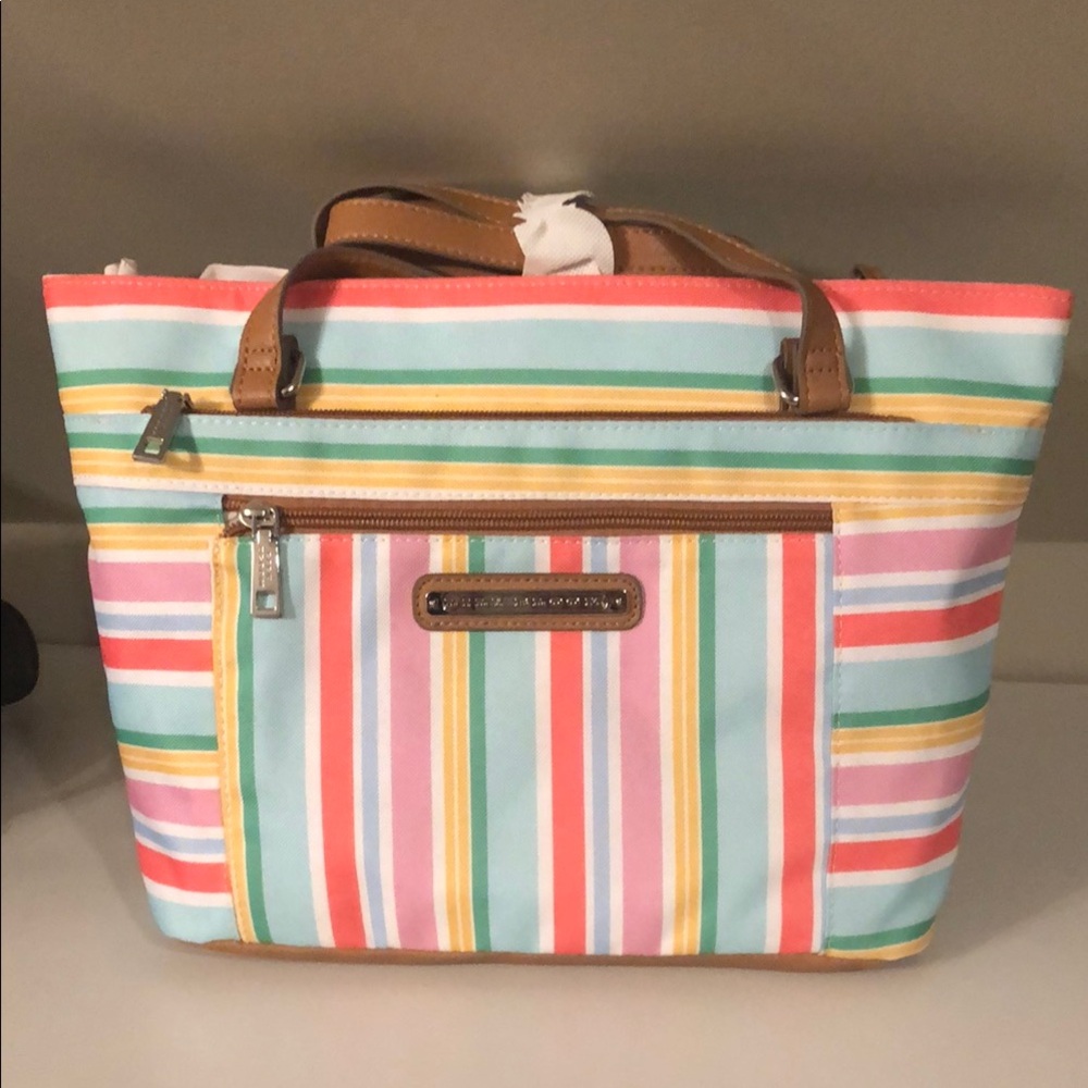 Lily Bloom Multicolor Striped Tote Bag